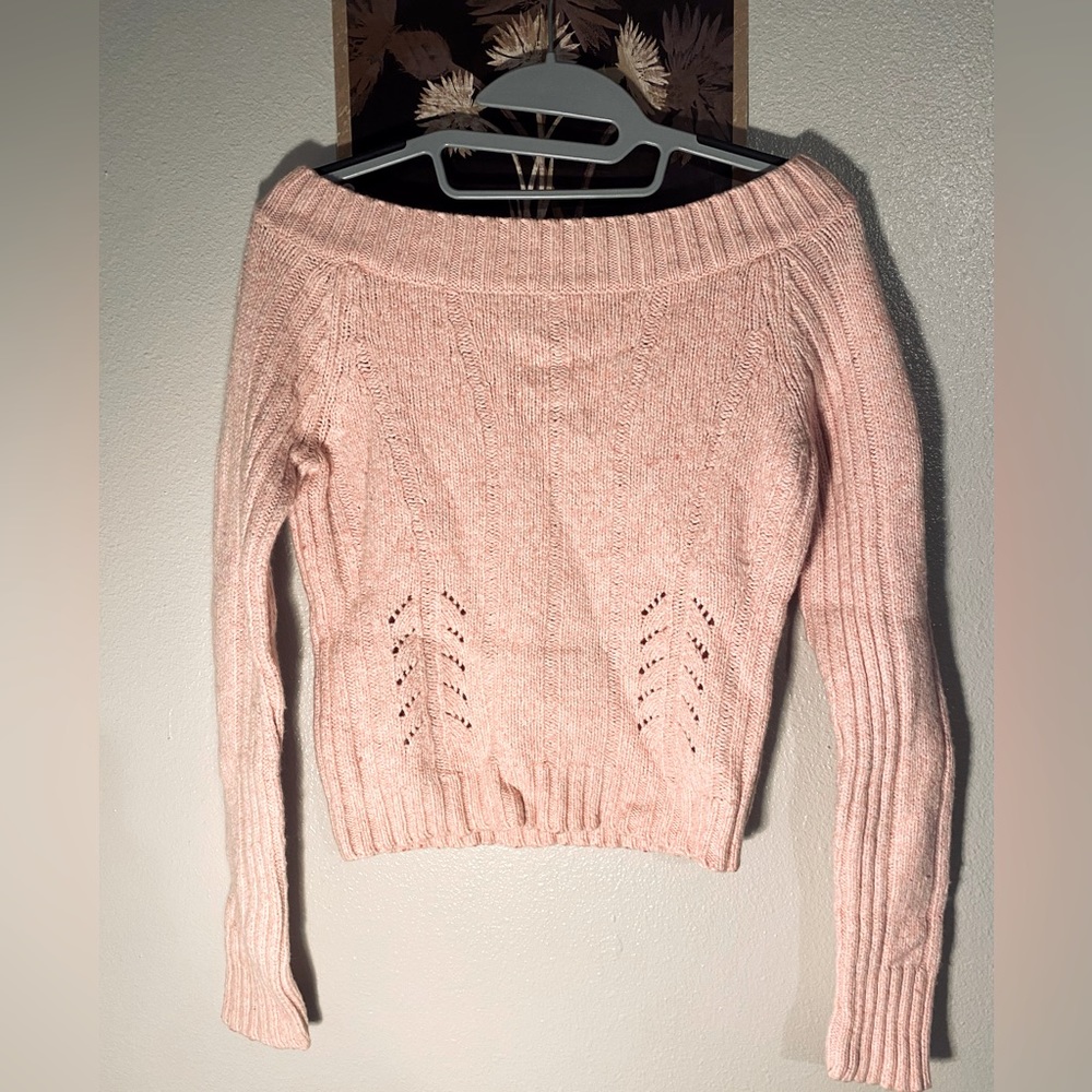 Vintage Express Pink Off the Shoulder Sweater